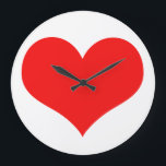 ハート柄レッド白かわいいバレンタインデーのプレゼント ラージ壁時計<br><div class="desc">白い背景に可愛い赤いハートデザインをプリント!カスタマイズ望み通りに</div>