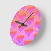 ハート柄 バレンタイン ローズゴールド グリッター キュート ラウンド壁時計 (傾斜)