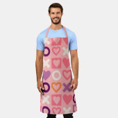 ハート柄 ラブ XO キッチン エプロン (着用した状態)