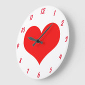 ハート柄 赤 白 かわいい バレンタインデーの贈り物 ラージ壁時計 (傾斜)