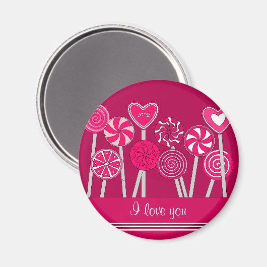 ハート棒つきキャンデーデザイン磁石 マグネット (正面/裏面)
