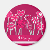 ハート棒つきキャンデーデザイン磁石 マグネット (正面)