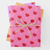 ハート棒つきキャンデーバレンタインデーのパターン ラッピングペーパーシート (インサイチュ)