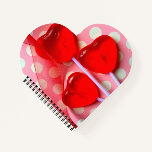 ハート棒つきキャンデー,水玉模様 ノートブック (正面)