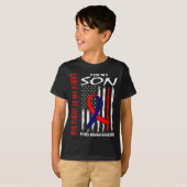 ハート欠陥Chd認識度ソンアメリカ国旗 Tシャツ (正面フル)