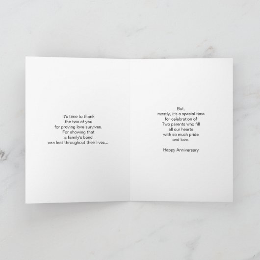 ハート母と父パーソナライズされた記念日 カード (内部)
