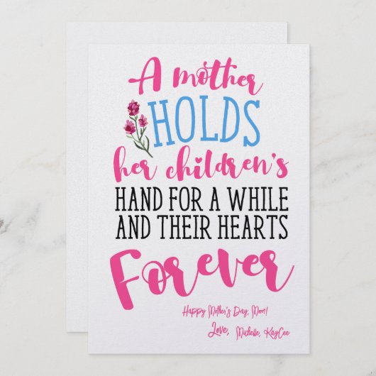 ハート母のデイカード – かわいい母の引用文印刷可能 招待状 (正面/裏面)