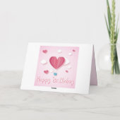ハート気球ピンクロマンチックハッピーバースデー カード (裏面)