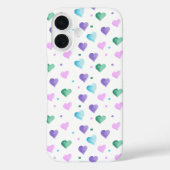 ハート水彩パターングリーンブルーピンクパープル Case-Mate iPhoneケース (裏面)