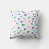 ハート水彩パターンピンクブルーパープルグリーン クッション (裏面)
