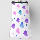 ハート水彩パターンピンクブルーパープル ゴルフヘッドカバー (回転90)