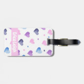 ハート水彩ピンクパープルブルー ラゲッジタグ (裏面横)