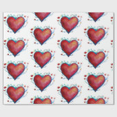 ハート水彩ラブラッピング紙 ラッピングペーパー (フラット)