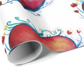 ハート水彩ラブラッピング紙 ラッピングペーパー (ロールコーナー)