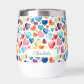 ハート水彩可愛カラフルいラブ名前をカスタムする (背面)