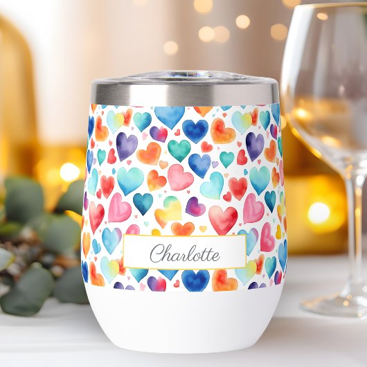 ハート水彩可愛カラフルいラブ名前をカスタムする