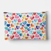 ハート水彩可愛カラフルいラブ名前をカスタムする アクセサリーポーチ (裏面)
