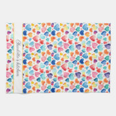 ハート水彩可愛カラフルいラブ名前をカスタムする キッチンタオル (横)