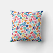ハート水彩可愛カラフルいラブ名前をカスタムする クッション (裏面)