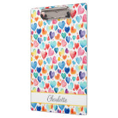 ハート水彩可愛カラフルいラブ名前をカスタムする クリップボード (左)