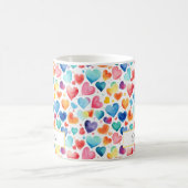ハート水彩可愛カラフルいラブ名前をカスタムする コーヒーマグカップ (中央)