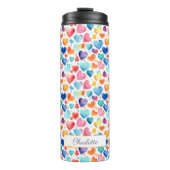 ハート水彩可愛カラフルいラブ名前をカスタムする タンブラー (正面)