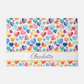 ハート水彩可愛カラフルいラブ名前をカスタムする ドアマット (正面)