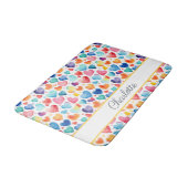 ハート水彩可愛カラフルいラブ名前をカスタムする バスマット (アングル)