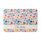 ハート水彩可愛カラフルいラブ名前をカスタムする バスマット (正面)