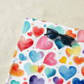 ハート水彩可愛カラフルいラブ名前をカスタムする ビーチタオル (インサイチュ)