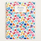 ハート水彩可愛カラフルいラブ名前をカスタムする プランナー手帳 (正面)