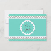 ハート水玉模様ブルーベビーシャワー（ガールカード用） 招待状 (裏面)