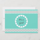 ハート水玉模様ブルーベビーシャワー（ガールカード用） 招待状 (裏面)