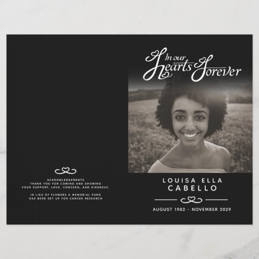 ハート永遠の葬儀サービス黒の非折り畳み (正面)