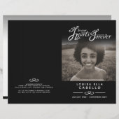 ハート永遠の葬儀サービス黒の非折り畳み (正面/裏面)