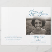 ハート永遠の葬儀プログラムホワイトブルーDIYフォールド (正面)