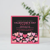 ハート沢山のバレンタインデーのパーティの招待状 招待状 (スタンド正面)