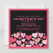 ハート沢山のバレンタインデーのパーティの招待状 招待状 (正面)