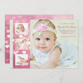 ハート沢山-写真の誕生の発表 案内状 (正面/裏面)