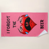 ハート泣き叫びの目。ビール忘れだ ビーチタオル (正面)