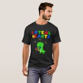 ハート泥棒パズル 自閉症啓発月 レックス Tシャツ (正面フル)