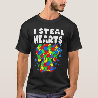 ハート泥棒パズル 自閉症認知 かわいいゾウ Tシャツ