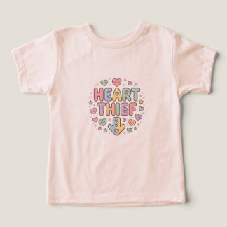 ハート泥棒" かわいいレトロカラフルハート 子供Tシャツ
