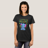 ハート泥棒 自閉症啓発 ゾウ パズル Pi Tシャツ (正面フル)