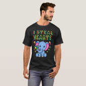 ハート泥棒 自閉症啓発 ゾウ パズル Pi Tシャツ (正面フル)