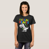ハート泥棒T-Rex恐竜トドラー自閉症啓発 Tシャツ (正面フル)