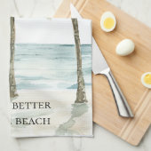 ハート海ビーチ キッチンタオル (四つ折り)