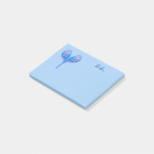 ハート淡い色の形の青い鳥 ポストイット (アングル)