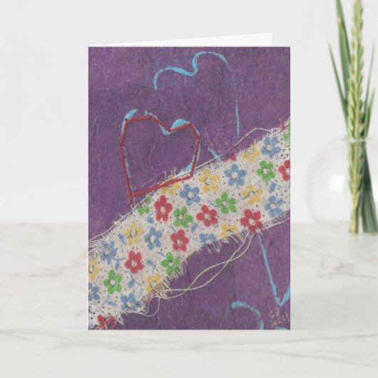 ハート混合メディアコラージュ、誕生日 カード (正面)