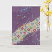 ハート混合メディアコラージュ、誕生日 カード (黄色い花)